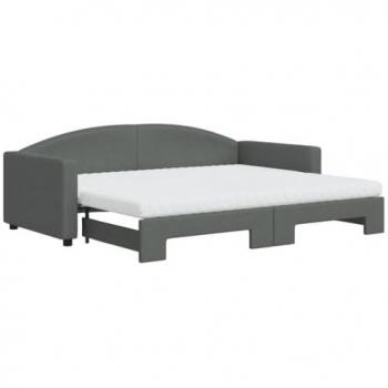 Sofá Cama Nido con Colchón de Tela Gris Oscuro 90x200 cm
