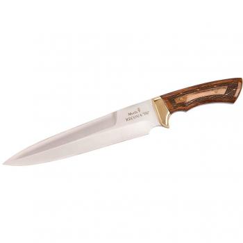 Cuchillo de caza y deportivo Muela Recova, hoja de acero Nitro-42 de 22,5 cm, cachas de madera de haya, virola de latón