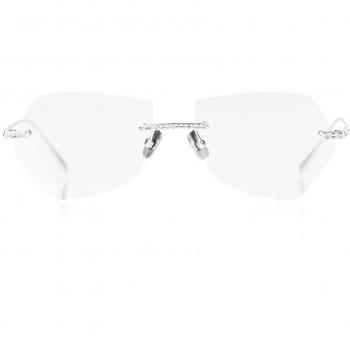 Anna-Karin Karlsson CRYSTAL OPTICAL 2.0 - PILOT Women's Silver Eyeglasses with White Gold Accents, Size 55, Blue Light Block Available
