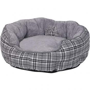 Cama Redonda Clásica para Perros Nobby Kapu - Gris Cuadros, Ø 50 x 19 cm