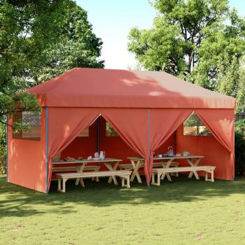 Tienda de fiesta plegable Pop-Up 4 paredes laterales color naranja, burdeos y beige
