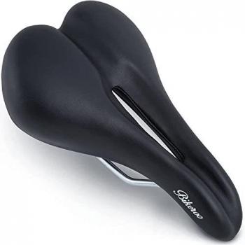 Bikeroo Bike Saddle for Men & Women - Universal, Soft, Padded, Comfortable Bicycle Seat for Mountain Bike, Hybrid and Stationary Exercise Bikes