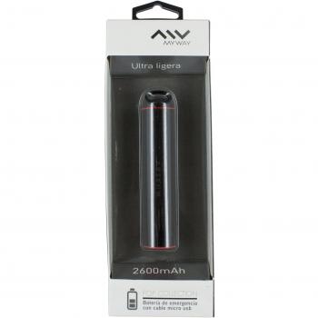 My Way MWCHP0078 - Batería externa de 2600 mAh, con cable USB-Micro USB, color negro