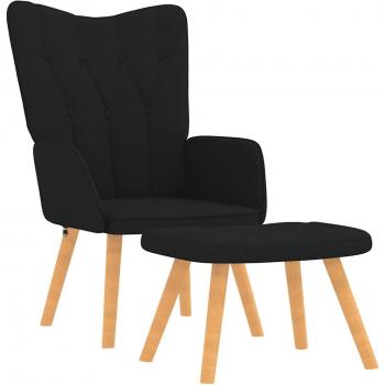 Sillón de relajación con reposapiés de tela negro