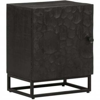 Mesita de noche madera maciza mango y hierro negro 40x30x50 cm