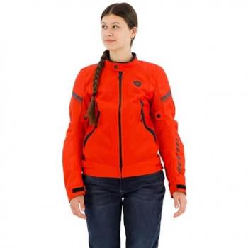 Chaqueta textil de motocicleta para mujer REV'IT! Control Air H2O impermeable en color rojo y negro