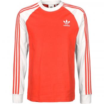 adidas 3-Stripes LS T - Camiseta, Hombre, Rojo