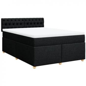 Cama box spring con colchón tela negro 160x200 cm