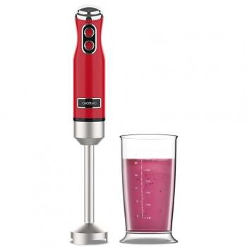 Cecotec Power RetroRed 1200MAX Batidora de Mano Retro 1200W, Cuchilla de 4 Hojas con Recubrimiento de Titanio Negro, 2 Velocidades, Vaso de 0.5