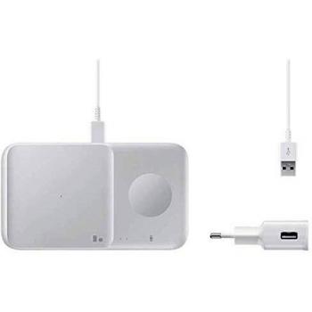 SAMSUNG EP-P4300TWEGEU - Cargador Wireless Duo con Cable, Color Blanco