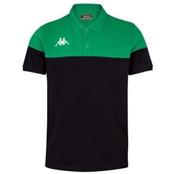 Kappa PIANETTI Polo de Manga Corta, Hombre, Negro/Verde, XL