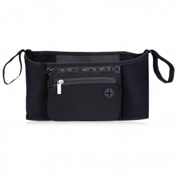 Classification - Bolsa de pañales para cochecito de bebé con cremallera, color negro
