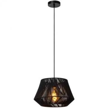 Lámpara colgante Jessica negra de algodón, 1 luz, Ø 30 cm, E27