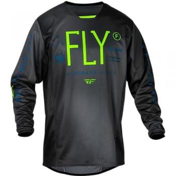 FLY Racing Camiseta de Cross Kinetic Gris Oscuro, FLY Racing F-16 Prodigy 2024 Maillot de motocross para niños - Negro Verde, Fly Racing Camiseta juvenil Kinetic Prodigy (car