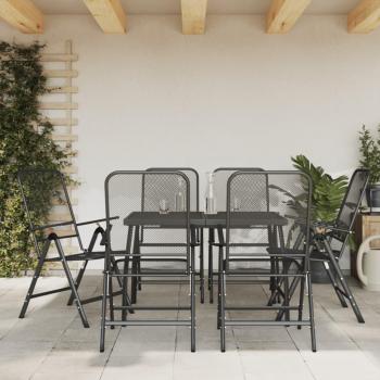 Set de almuerzo de jardín 7 piezas de malla metálica Antracita