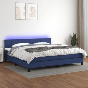 Colchón de cama box spring con muelles y tela LED azul 200x200 cm