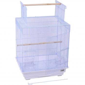 Jaula para pájaros con comederos y polo soporte