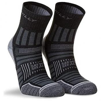Hilly Socks Calcetines Cortos Twin Skin Anklet Min, Tobillera, Amortiguación mínima, para Correr, Negro/Gris Marl, L Unisex Adulto