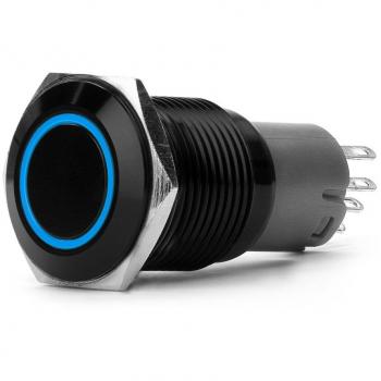 Yakamoz DC12 V 16 mm 5/8 metal cierre autoblocante empuje interruptor de botón coche bricolaje interruptor negro
