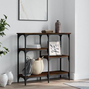 Mesa consola de madera de ingeniería 80x29x75 cm en color negro, roble sonoma y roble ahumado - Mueble recibidor y mesa auxiliar para salón