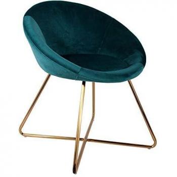 Sillón Karl de Imitación Velours Azul con Patas Doradas - 64 x 63 x 74 cm