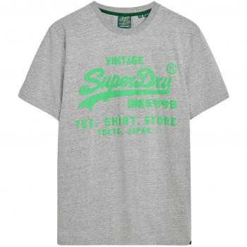 Camiseta de Manga Corta Neon Vl en Color Gris con Logo Vintage Superdry