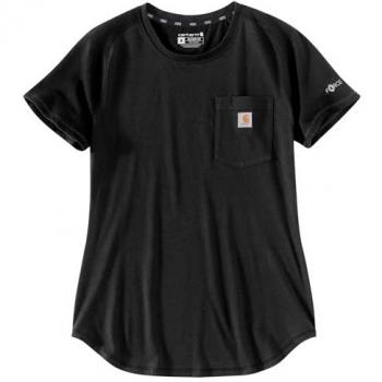 Camiseta de Manga Corta Carhartt Force Mujer con Bolsillo Ajuste Relajado Peso Medio - Negro M