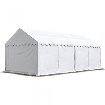 Carpa almacén 4x8 m PVC 750 N impermeable blanca con base reforzada
