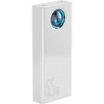Powerbank Baseus Amblight 30000mAh con pantalla digital, carga rápida QC 65W, 4xUSB y USB-C - Blanco