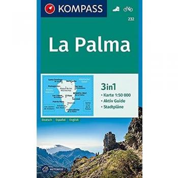 Mapa excursionista y topográfico de La Palma 1:50.000 con guía activa y planos de la ciudad