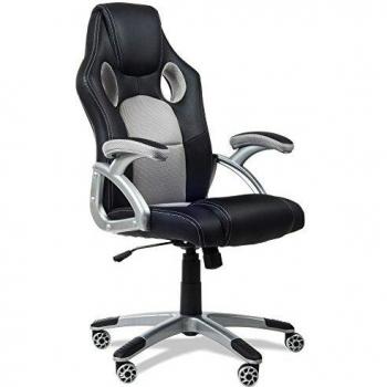 MC Haus Racing - Silla Gaming o de Oficina, Ergonómica, con Reposabrazos Acolchados, Gris