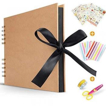 Koooper Libro Aventuras up, Álbum de Fotos DIY, Album up, Scrapbook con un Conjunto de Pluma de Color, Tijeras, Pegatinas - Regalo único para el cumpleaños/Aniversario / Boda/graduación