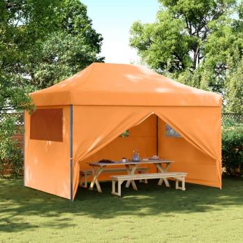 Tienda de fiesta plegable Pop-Up con 4 paredes laterales en color Burdeos, Naranja y Beige