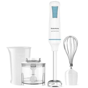 Batidora de Mano Taurus ROBOT 1000 PLUS INOX, 1000W, 2 Velocidades + Turbo, Cuchillas INOX, Campana Antisalpicaduras, Ergonómica, Libre de BPA, Apta