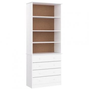 Librería Alta con Cajones de Madera de Pino Blanco 77x35x186,5 cm
