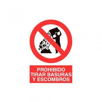 Señal de Poliestireno 297x210mm - Prohibido Tirar Basuras y Escombros