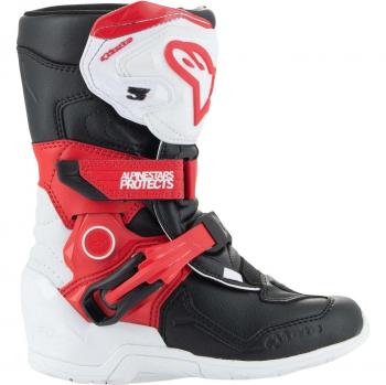 Botas de motocross Alpinestars Tech 3S para niños - Negro, Blanco y Rojo - Talla 32