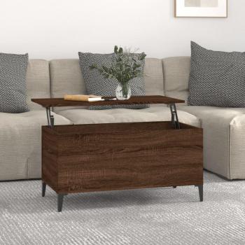 Mesa de centro madera contrachapada 90x44,5x45 cm Blanco, Negro, Blanco brillante - Mesita de Salón o Comedor o Auxiliar Mesa de Café Meuble Salón
