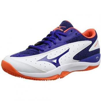 Mizuno Wave Flash CC, Zapatillas de Tenis Hombre, Blanco White Reflex Blue Nasturtium 27, 42.5 EU
