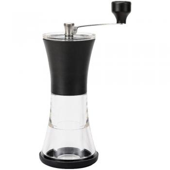 Molinillo de café manual Kyocera con manivela, capacidad para 30 g, molino de cerámica, ajuste de molienda fino a grueso, diseño acrílico negro