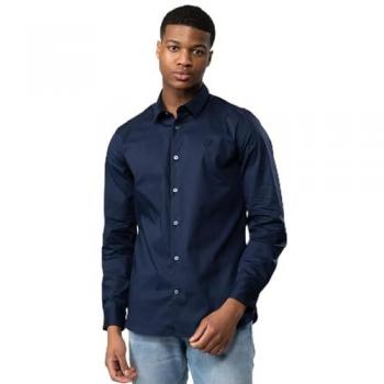 Lyle & Scott Men's Navy Slim Fit Long Sleeve Poplin Shirt - Size Large