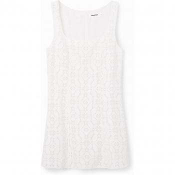 Desigual White Polyester Sleeveless Short Dress - L