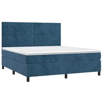 Cama box spring con colchón terciopelo azul oscuro 180x200 cm
