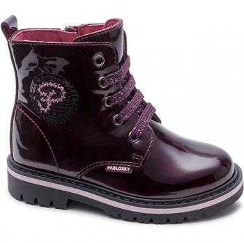 Botas de Niña Pablosky de Piel Morado con Cordones