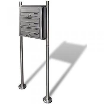 vidaXL Soporte de acero inoxidable con 3 buzones