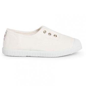 Zapatillas de Lona para Niños Sin Cordones con Puntera de Goma en Color Blanco Talla 39