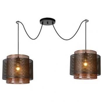 Lámpara colgante moderna Orrin de metal negro, 2 luces E27