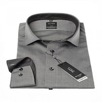 Camisa OLYMP Modern Fit Gris con Cuello Kent, 100% Algodón, Talla 42