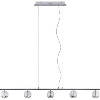 Lámpara colgante LED Lucande Kilio, 5 luces, cromo, diseño moderno en plateado, fabricada en metal, ideal para salón y comedor
