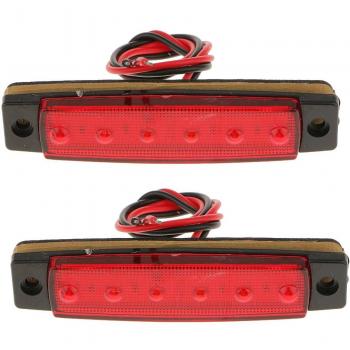 2pcs 12v 6 LED Luz Roja Indicadora para Camión Barco Bus RV Remolque
